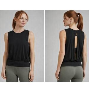 Free People Movement Black Sleeveless Muscle Top Open Back Lightweight M/L